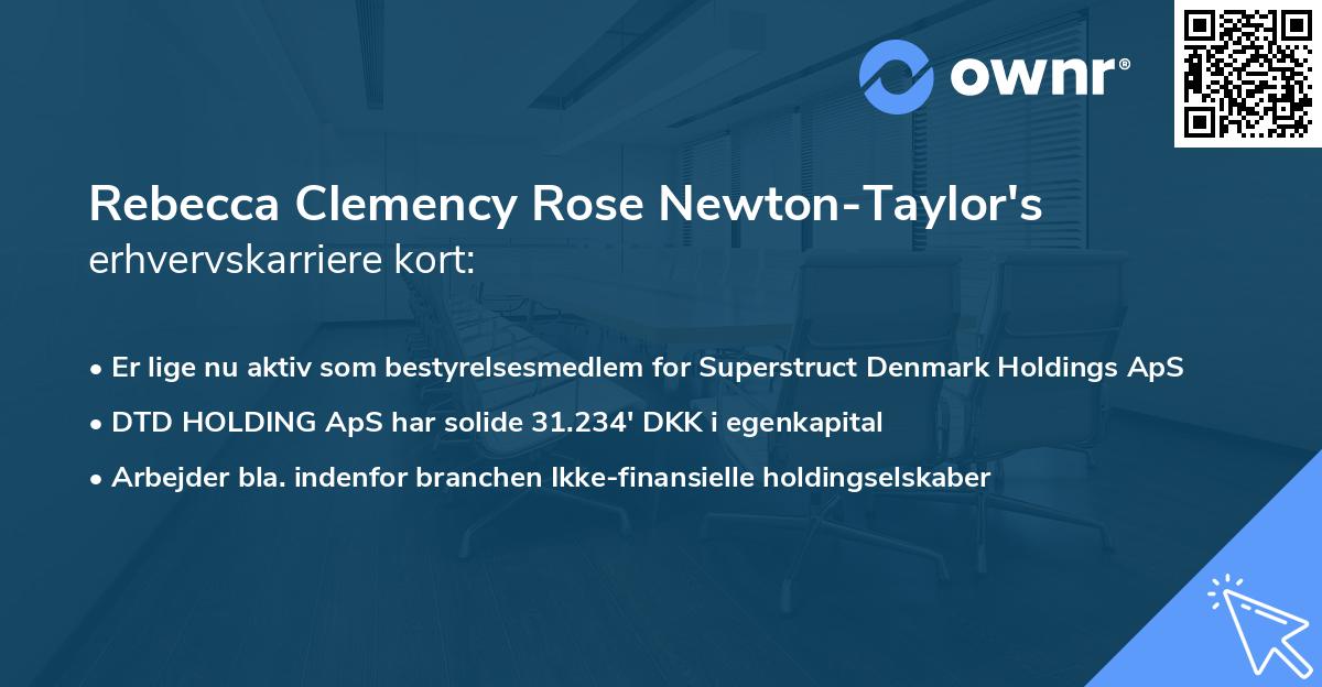 Rebecca Clemency Rose Newton-Taylor's erhvervskarriere kort