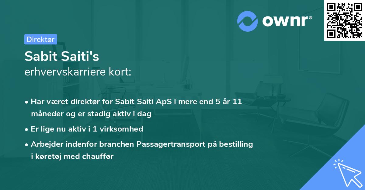 Sabit Saiti's erhvervskarriere kort