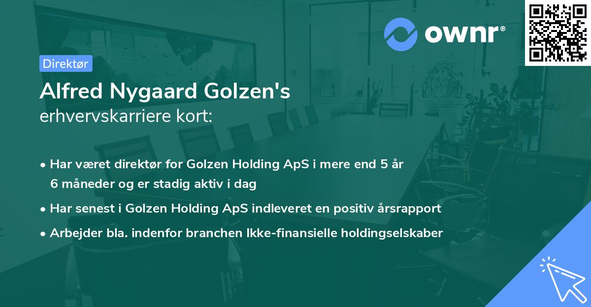 Alfred Nygaard Golzen's erhvervskarriere kort