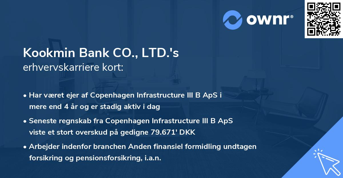 Kookmin Bank CO., LTD.'s erhvervskarriere kort