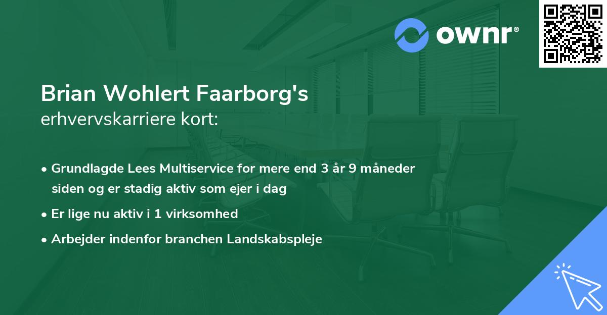 Brian Wohlert Faarborg's erhvervskarriere kort