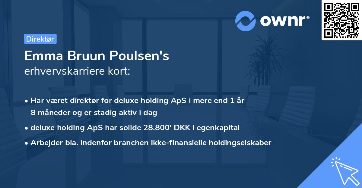 Emma Bruun Poulsen's erhvervskarriere kort