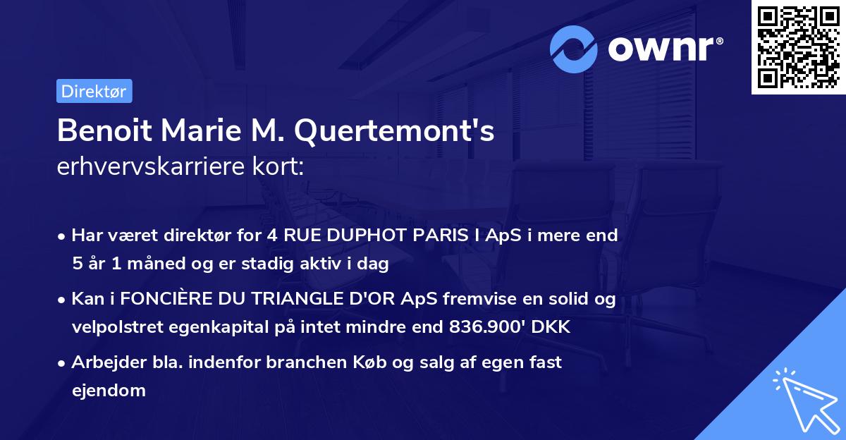 Benoit Marie M. Quertemont's erhvervskarriere kort