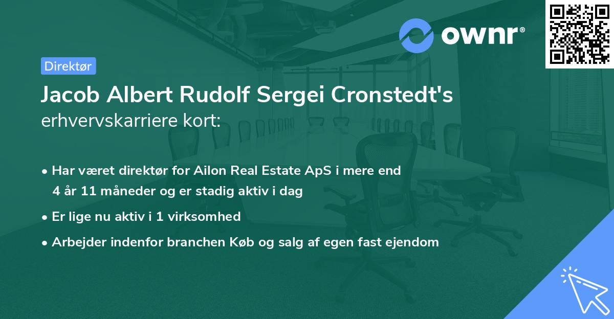 Jacob Albert Rudolf Sergei Cronstedt's erhvervskarriere kort