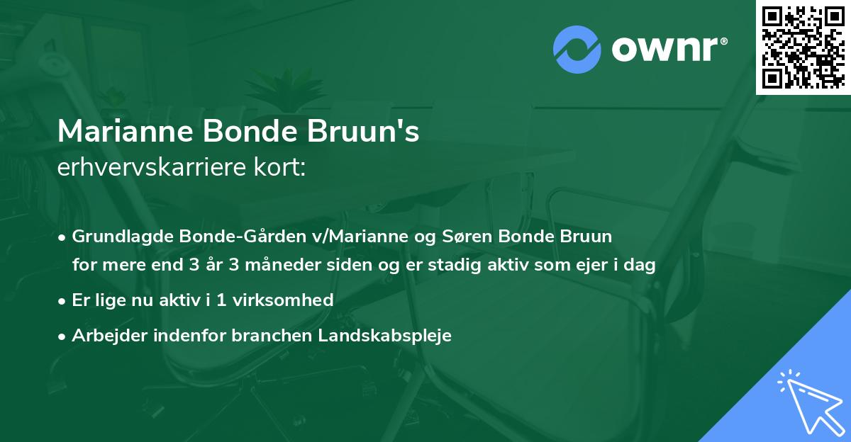 Marianne Bonde Bruun's erhvervskarriere kort