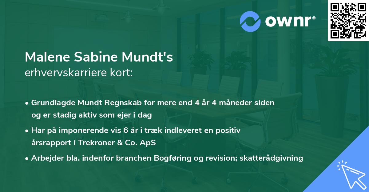 Malene Sabine Mundt's erhvervskarriere kort