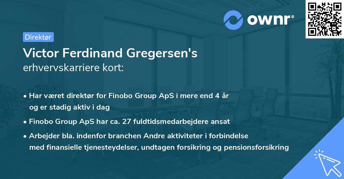 Victor Ferdinand Gregersen's erhvervskarriere kort