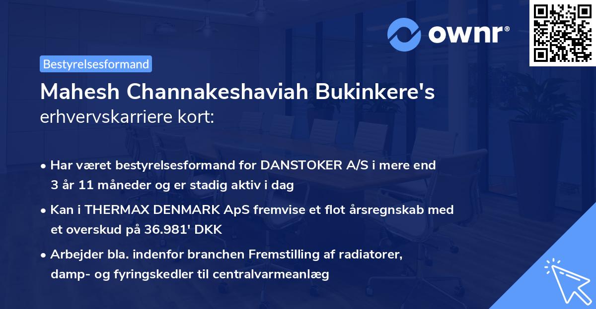Mahesh Channakeshaviah Bukinkere's erhvervskarriere kort