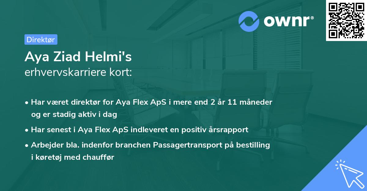 Aya Ziad Helmi's erhvervskarriere kort