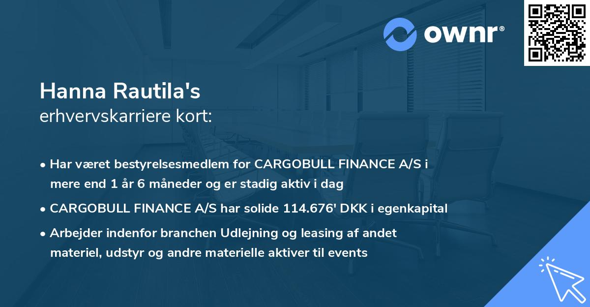Hanna Rautila's erhvervskarriere kort