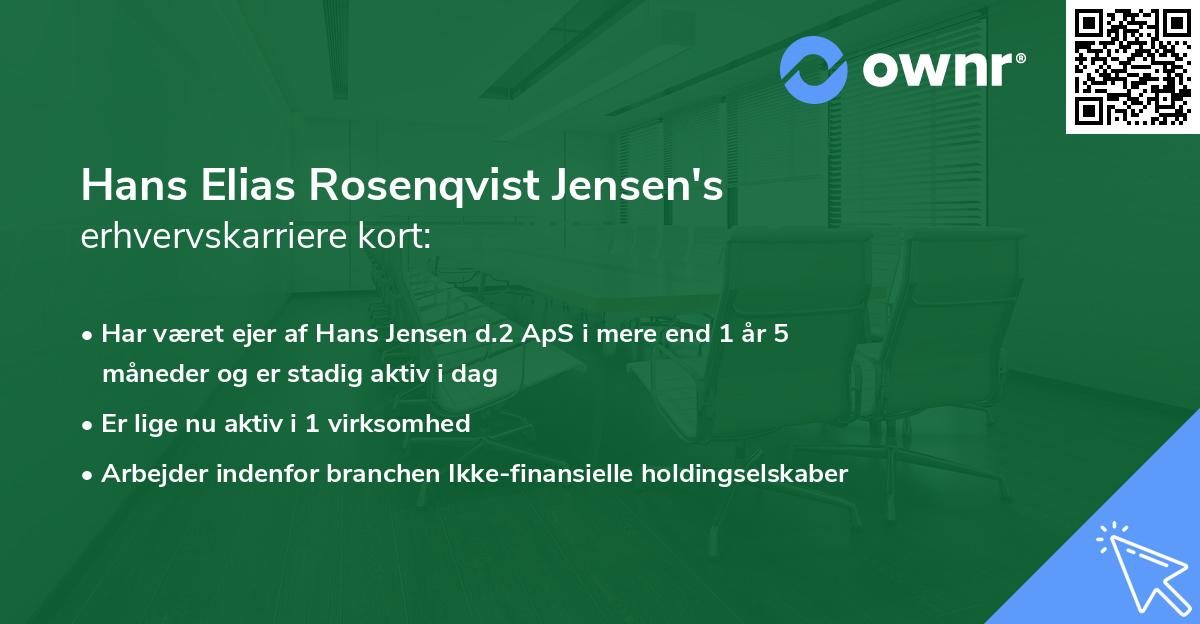 Hans Elias Rosenqvist Jensen's erhvervskarriere kort