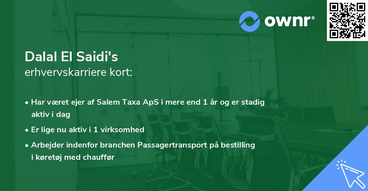 Dalal El Saidi's erhvervskarriere kort