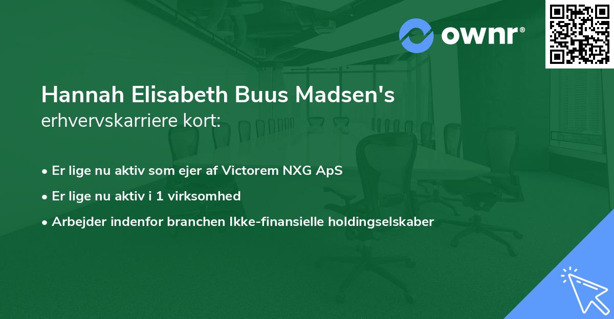 Hannah Elisabeth Buus Madsen's erhvervskarriere kort