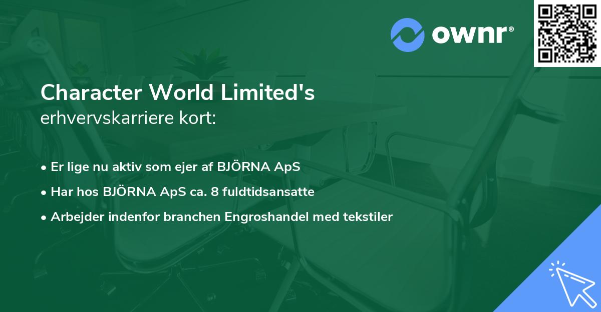 Character World Limited's erhvervskarriere kort