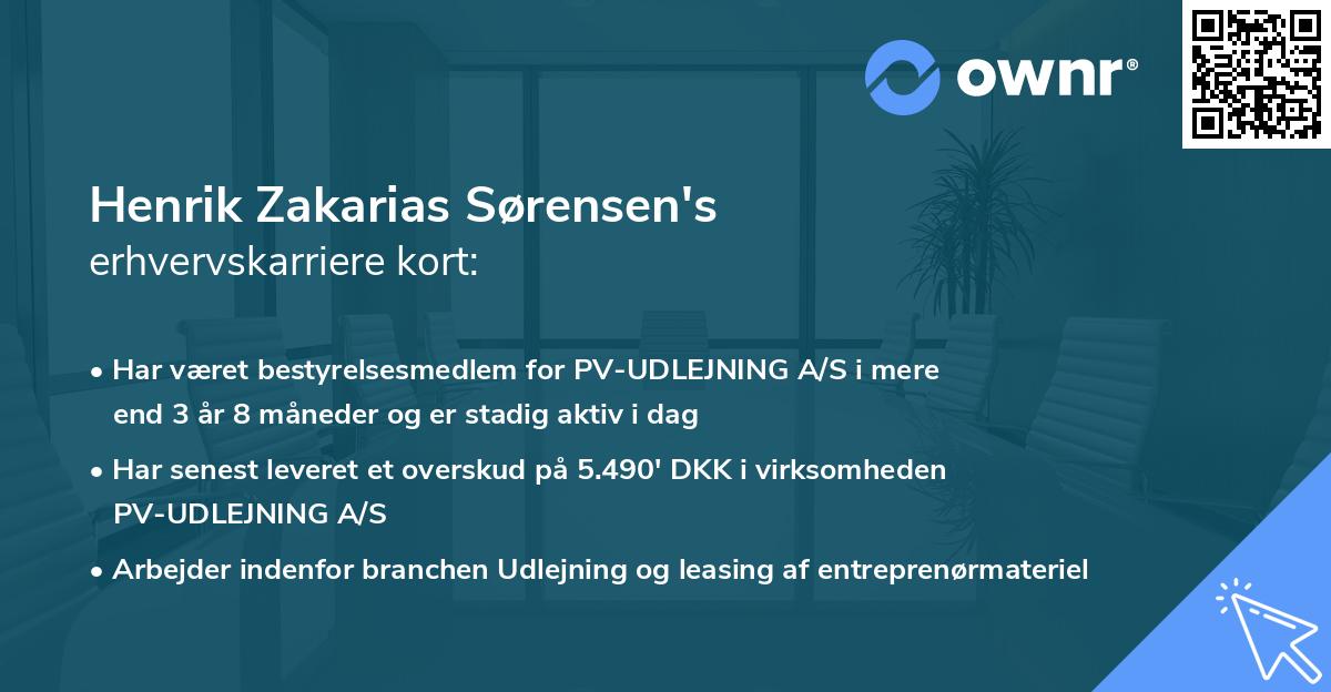 Henrik Zakarias Sørensen's erhvervskarriere kort