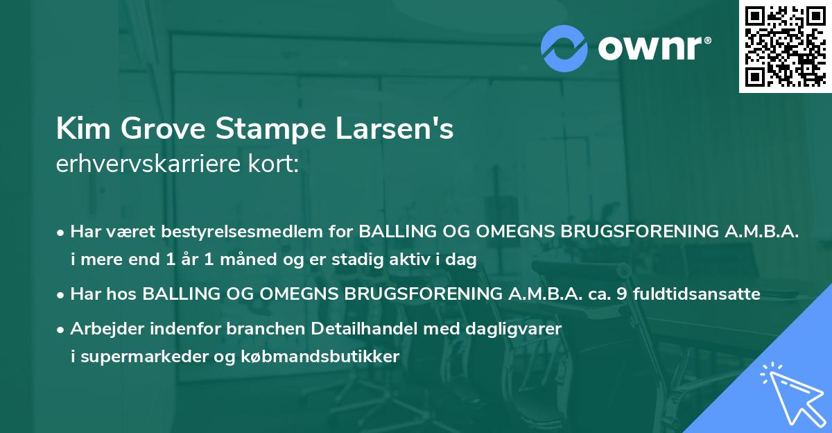 Kim Grove Stampe Larsen's erhvervskarriere kort