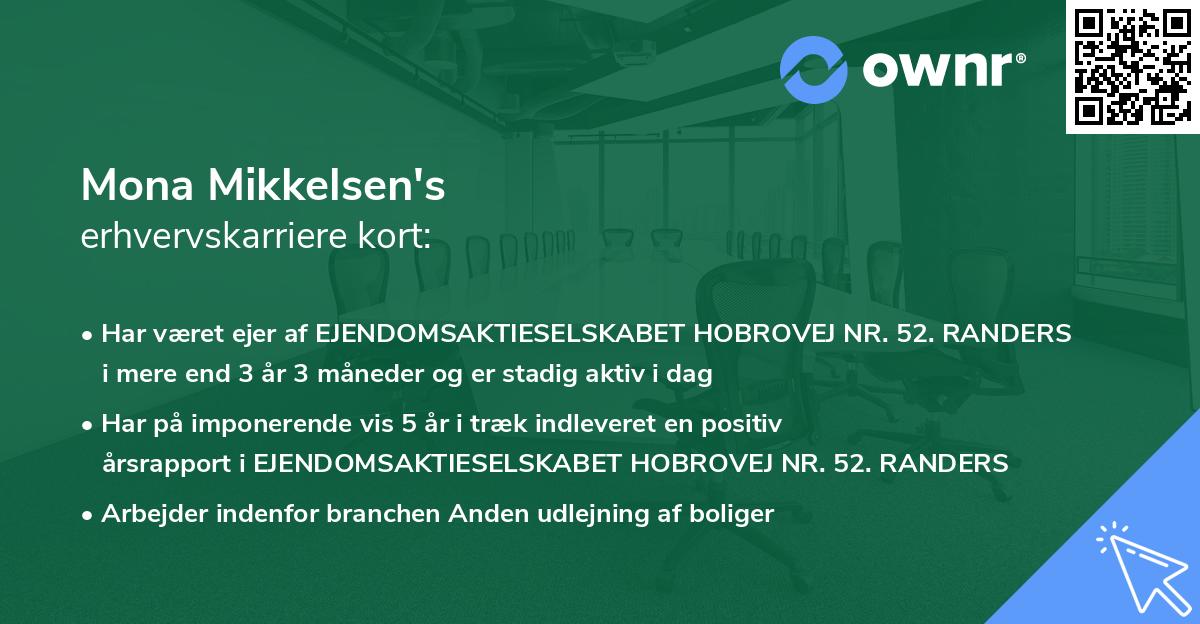 Mona Mikkelsen's erhvervskarriere kort