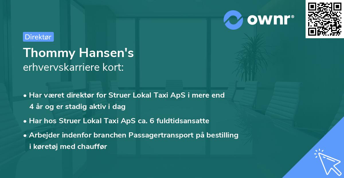 Thommy Hansen's erhvervskarriere kort