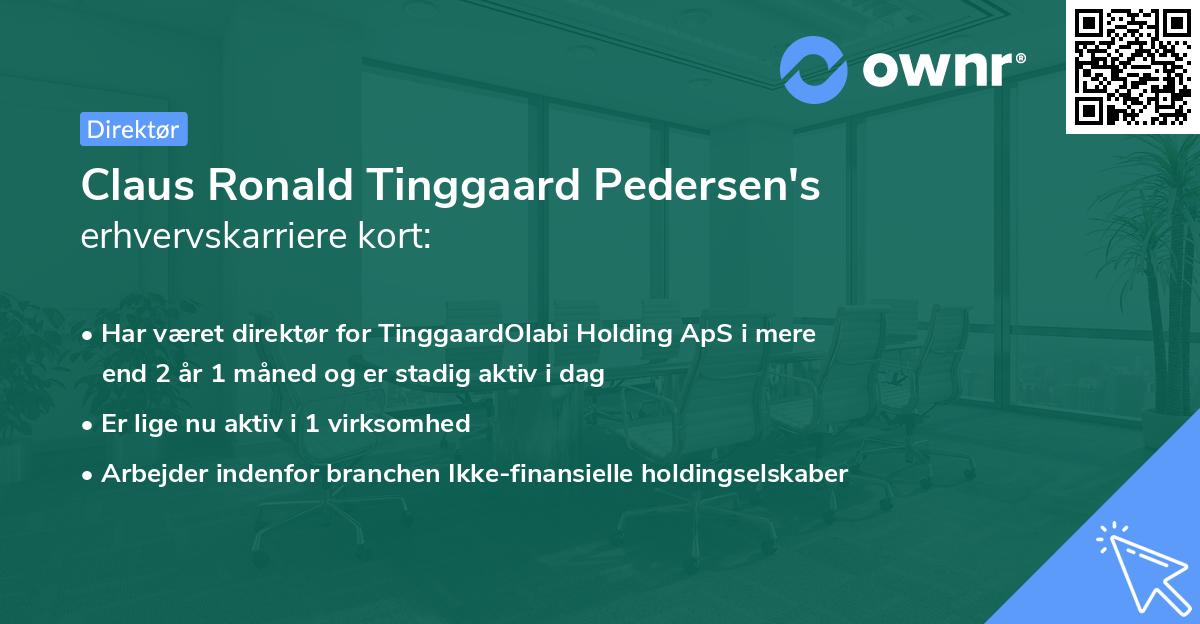 Claus Ronald Tinggaard Pedersen's erhvervskarriere kort