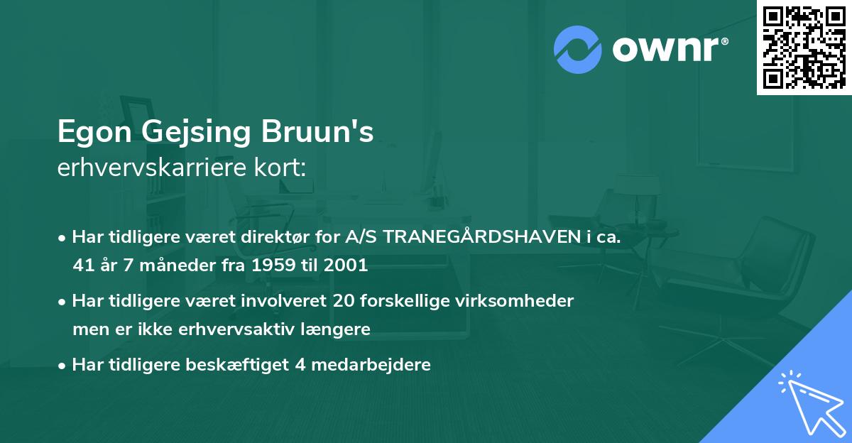 Egon Gejsing Bruun's erhvervskarriere kort