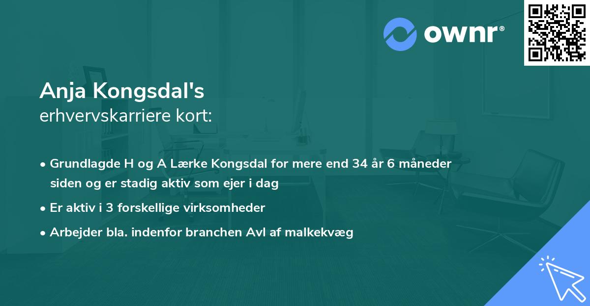 Anja Kongsdal's erhvervskarriere kort