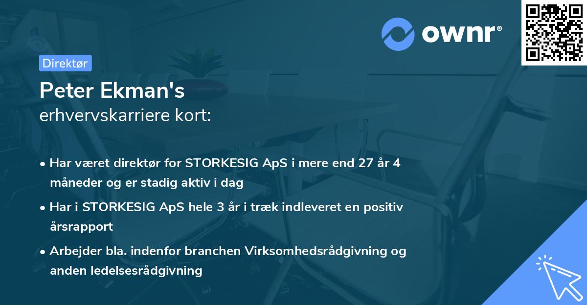 Peter Ekman's erhvervskarriere kort