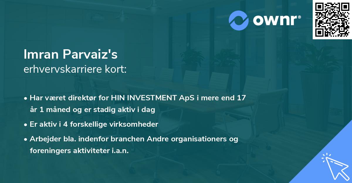 Imran Parvaiz's erhvervskarriere kort