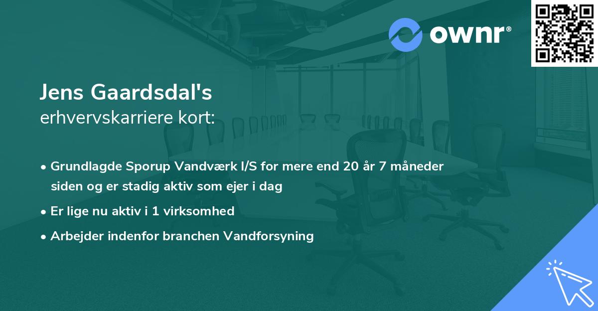 Jens Gaardsdal's erhvervskarriere kort
