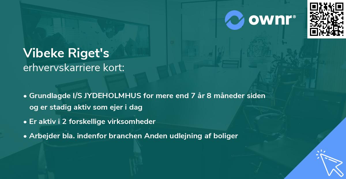 Vibeke Riget's erhvervskarriere kort