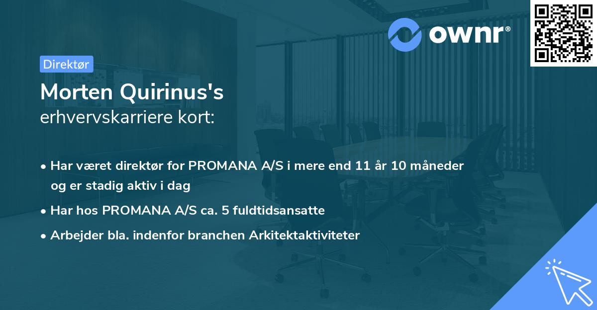 Morten Quirinus's erhvervskarriere kort