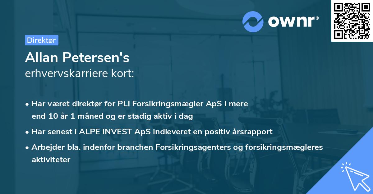 Allan Petersen's erhvervskarriere kort