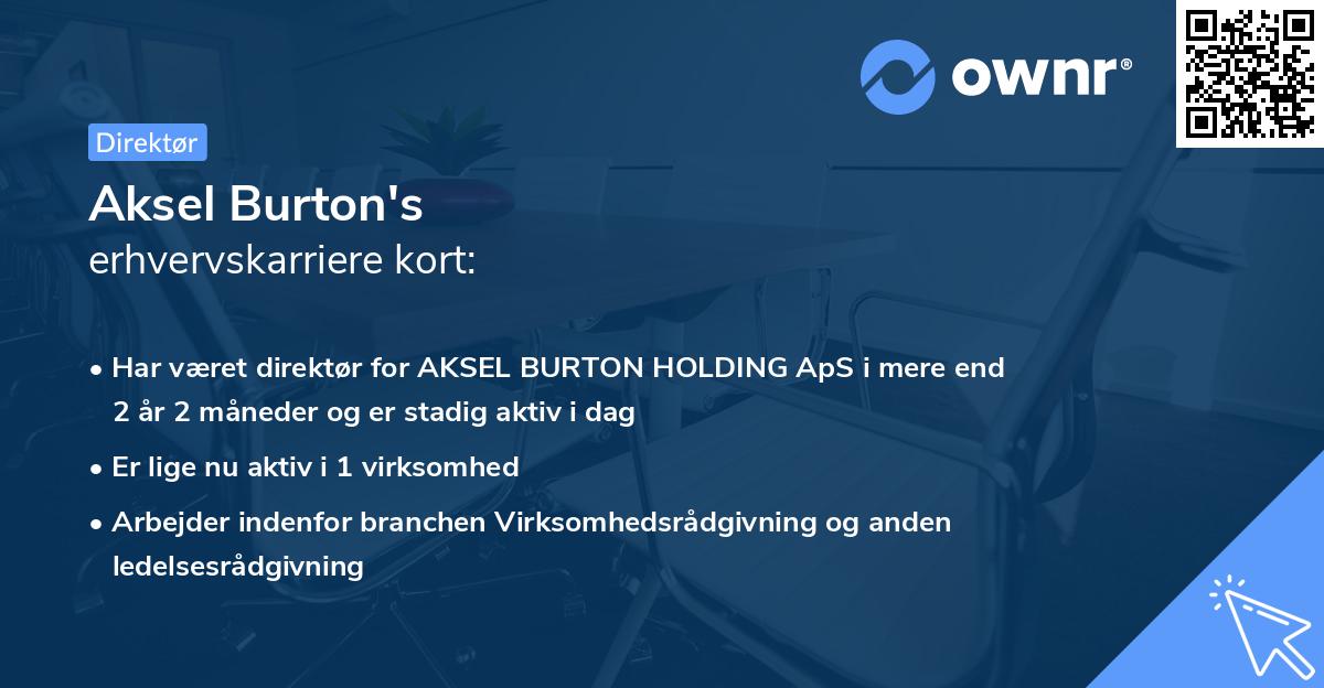 Aksel Burton's erhvervskarriere kort
