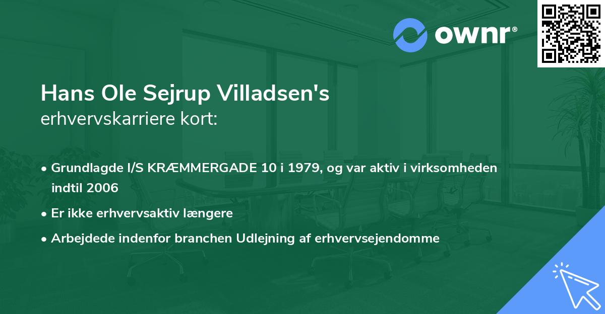 Hans Ole Sejrup Villadsen's erhvervskarriere kort