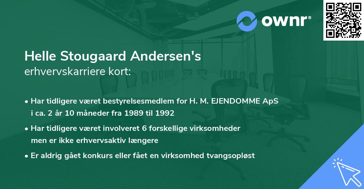 Helle Stougaard Andersen's erhvervskarriere kort