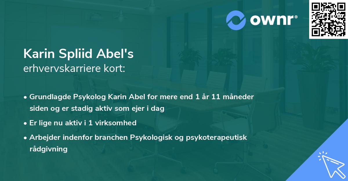 Karin Spliid Abel's erhvervskarriere kort