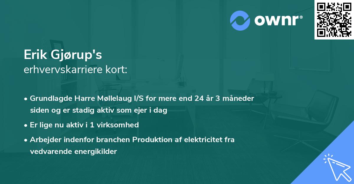 Erik Gjørup's erhvervskarriere kort