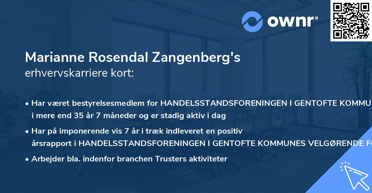 Marianne Rosendal Zangenberg's erhvervskarriere kort