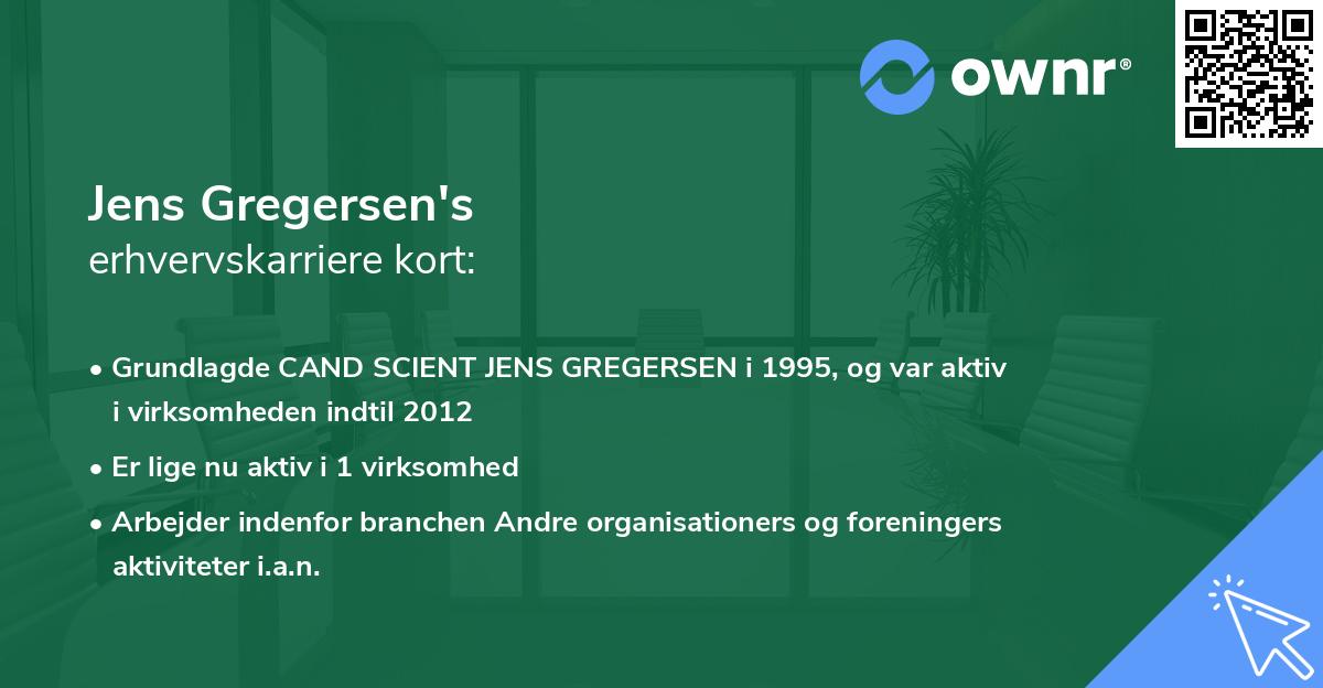 Jens Gregersen's erhvervskarriere kort