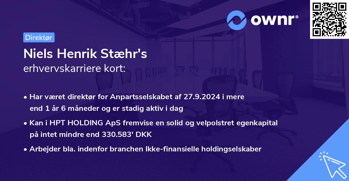 Niels Henrik Stæhr's erhvervskarriere kort