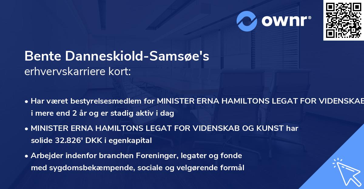 Bente Danneskiold-Samsøe's erhvervskarriere kort