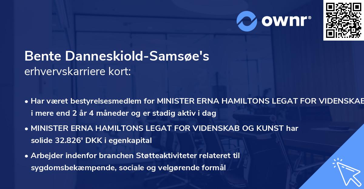 Bente Danneskiold-Samsøe's erhvervskarriere kort