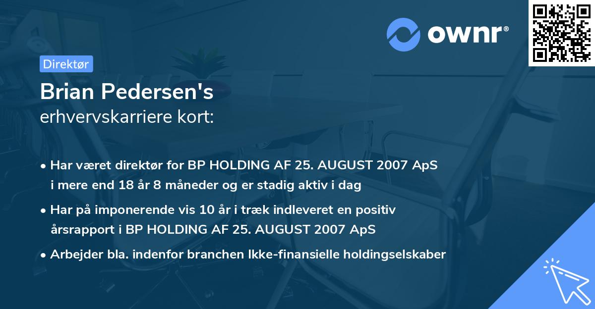 Brian Pedersen's erhvervskarriere kort