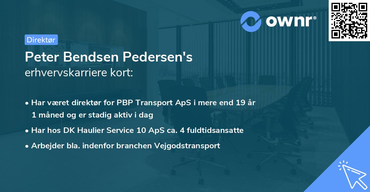 Peter Bendsen Pedersen's erhvervskarriere kort