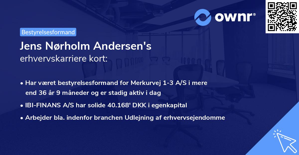 Jens Nørholm Andersen's erhvervskarriere kort