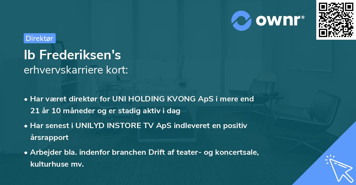 Ib Frederiksen's erhvervskarriere kort