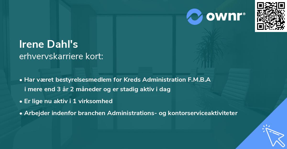 Irene Dahl's erhvervskarriere kort