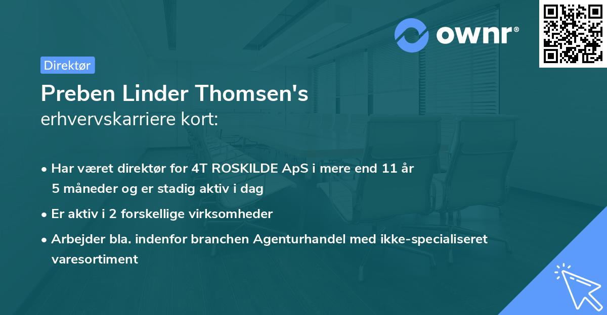 Preben Linder Thomsen's erhvervskarriere kort