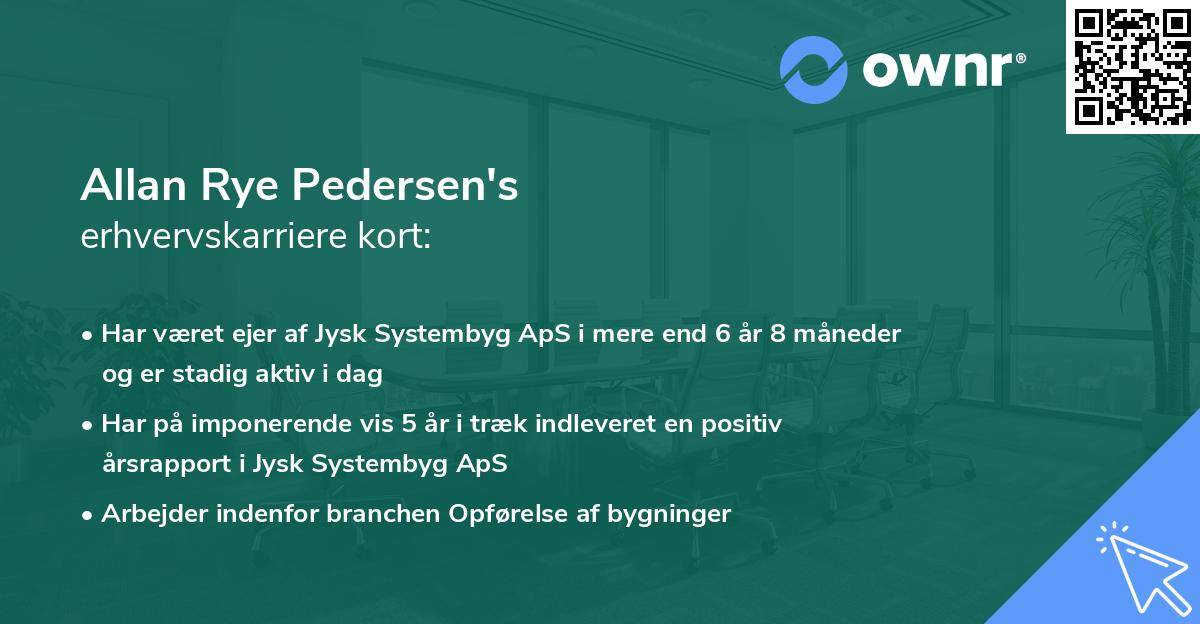 Allan Rye Pedersen's erhvervskarriere kort