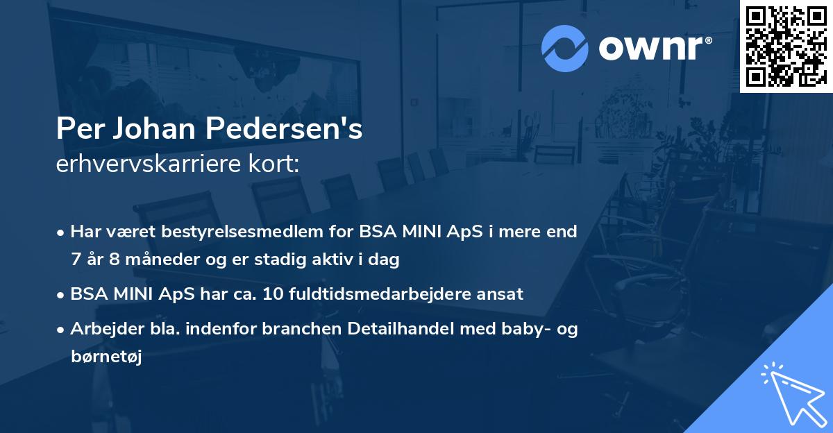 Per Johan Pedersen's erhvervskarriere kort
