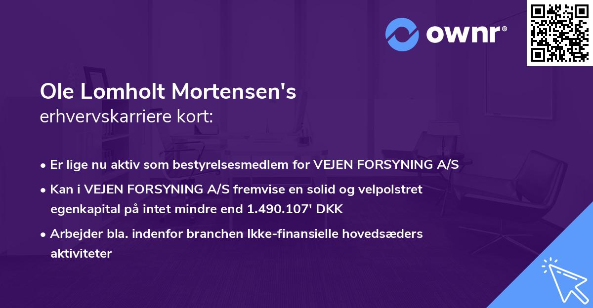 Ole Lomholt Mortensen's erhvervskarriere kort